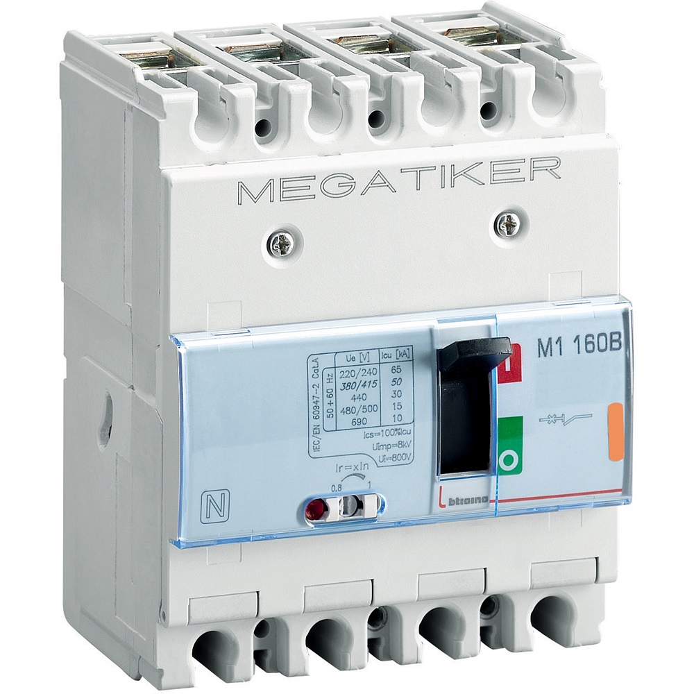 Interruttore magnetotermico 3P+N 160A 25kA protezione impianti industriali e civili