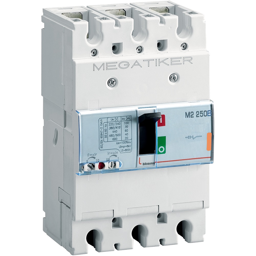 Magnetotermico 3P 250A 25kA interruttore scatolato MEGATIKER industriale