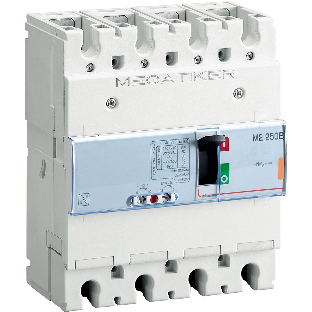 Interruttore magnetotermico 3P+N 250A 25kA protezione impianti elettrici residenziali industriali