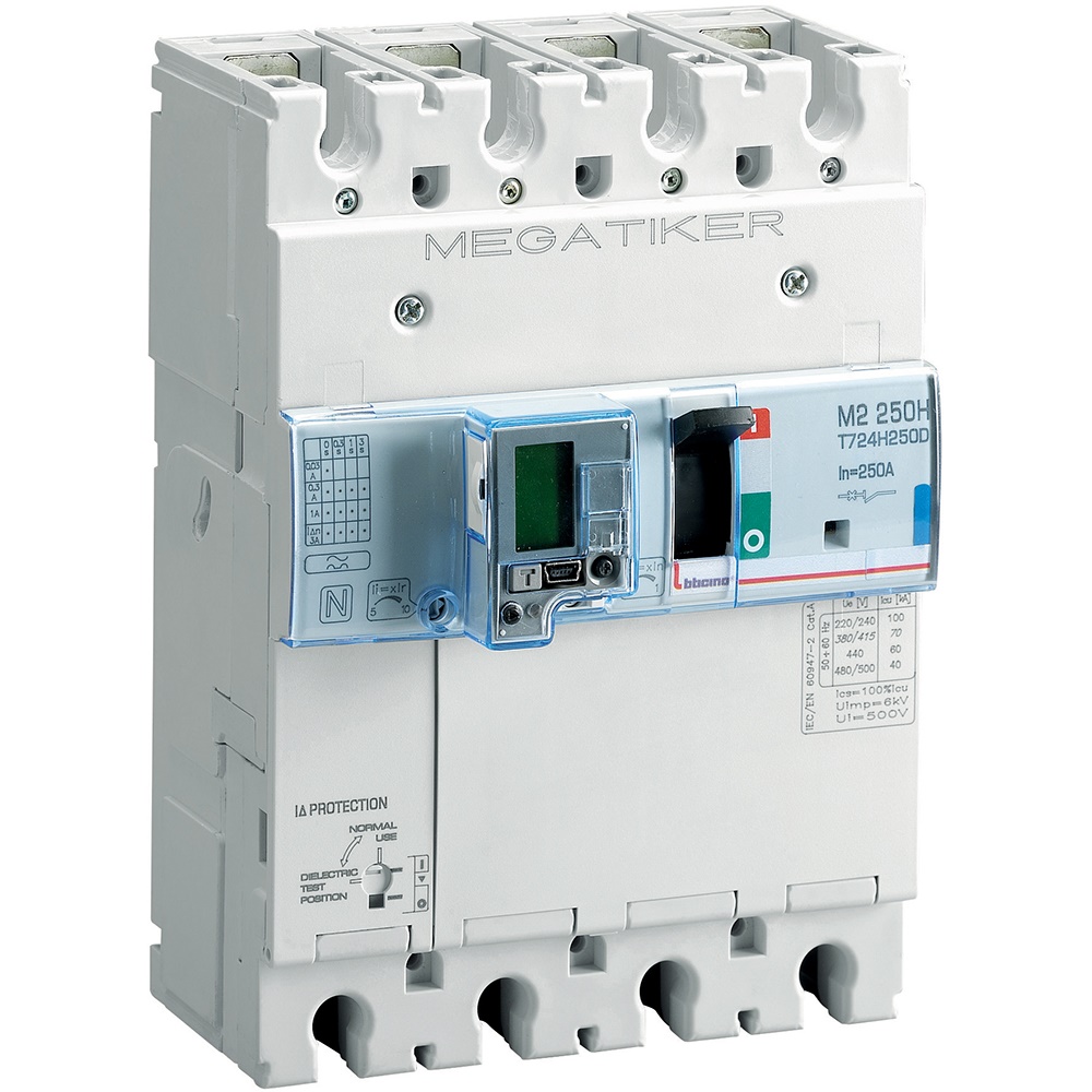 Interruttore magnetotermico differenziale 3P+N/2 250A 70kA protezione integrata