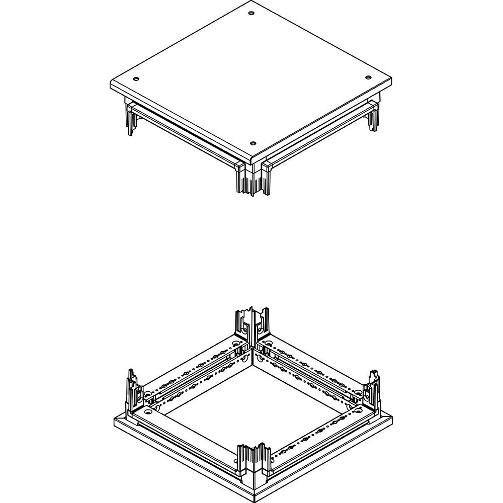 Base testa pannello aperto 350x350mm per armadi HDX kit base con pannelli passacavi robusti