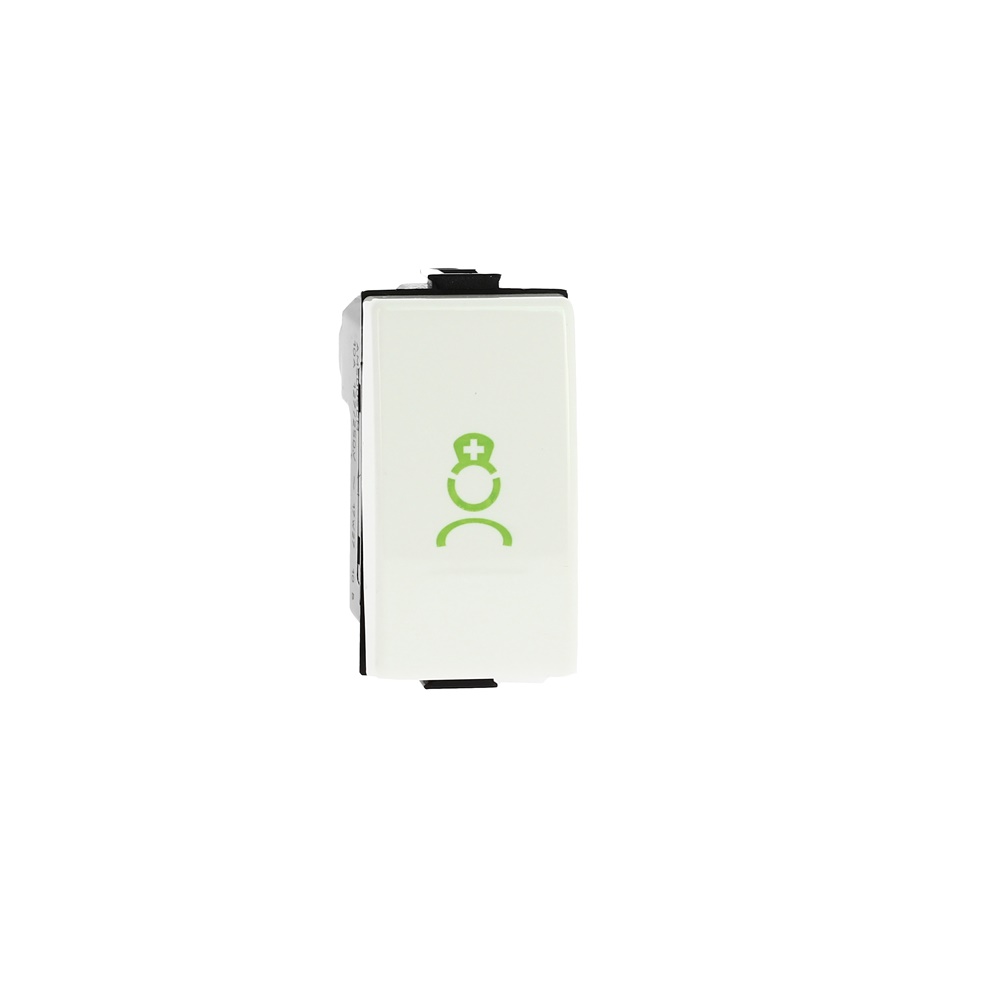 Pulsante presenza WC 1 polo NC Matix antibatterico icona verde per ambito sanitario