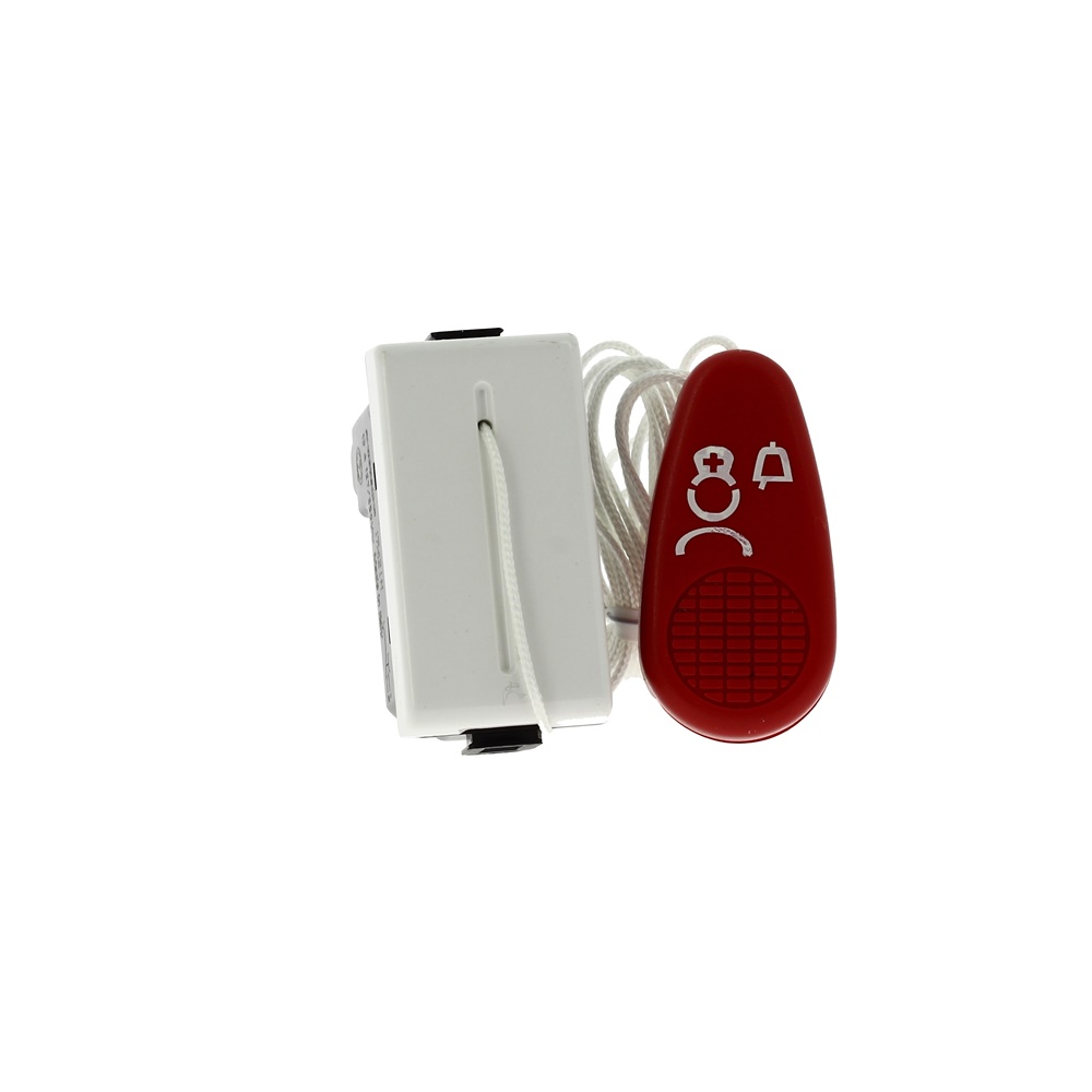 Pulsante tirante WC 1P NC antibatterico bianco con icona infermiera per chiamata assistenza bagno