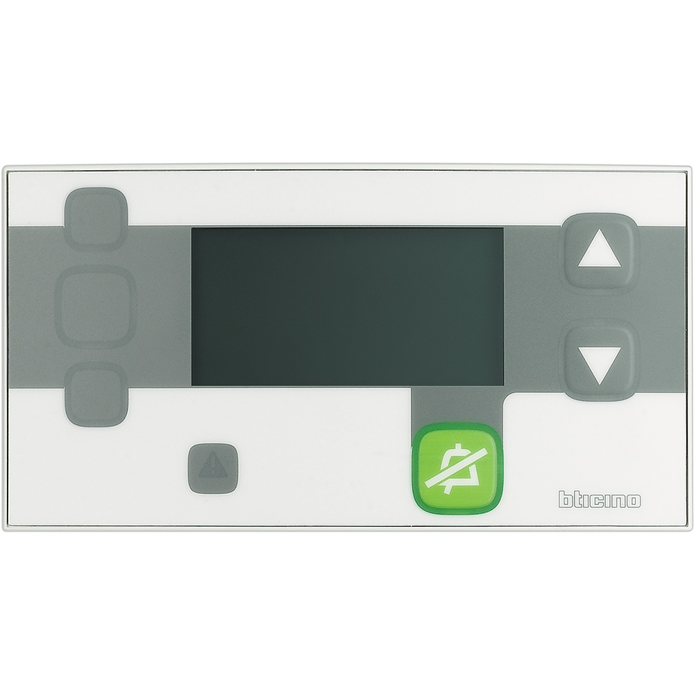 Terminale display antibatterico per locali, montaggio su guida DIN 4 moduli, controllo impianti elettrici professionali