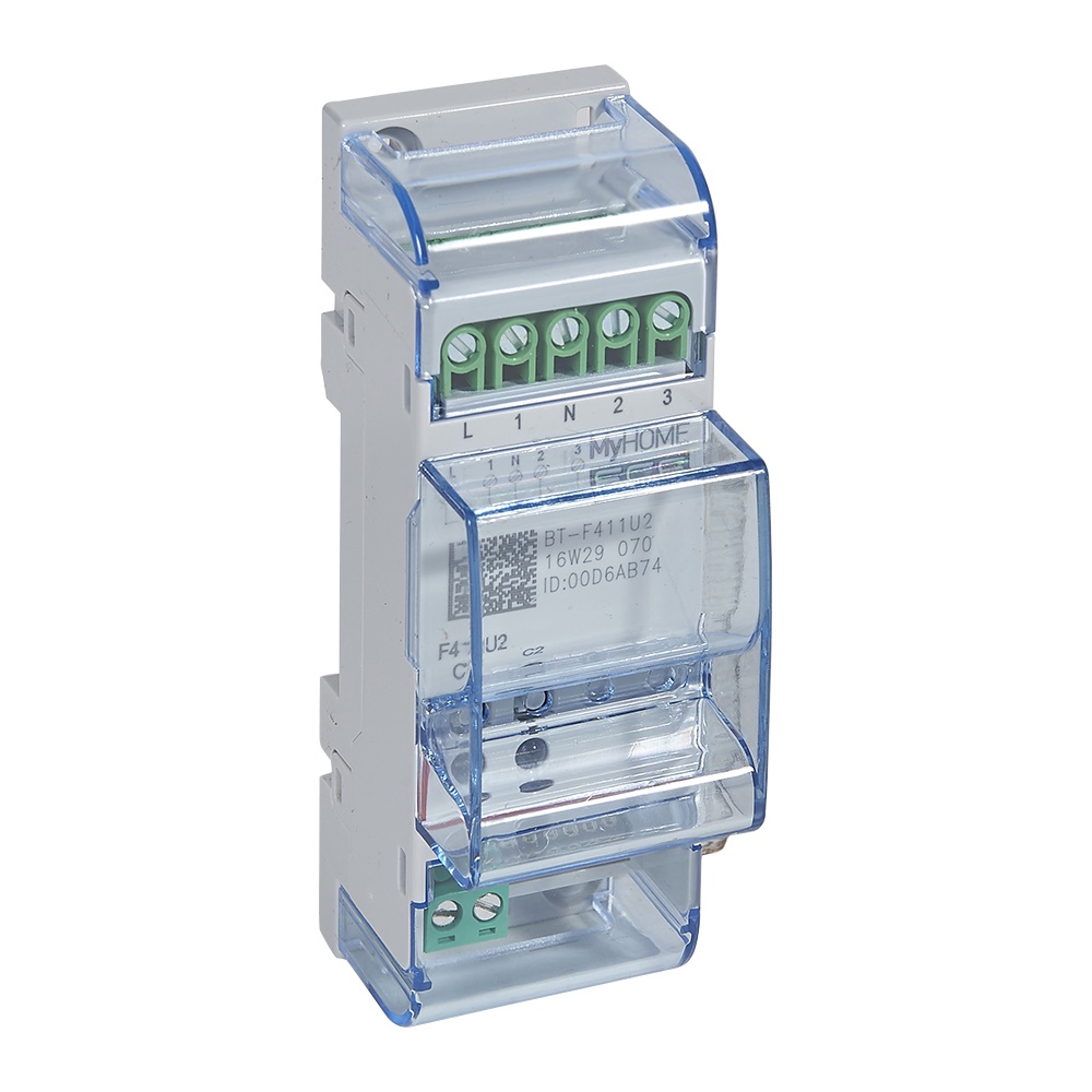 Attuatore 2 relè 2 moduli DIN bus controllo lampade LED fluorescenti motori domotica