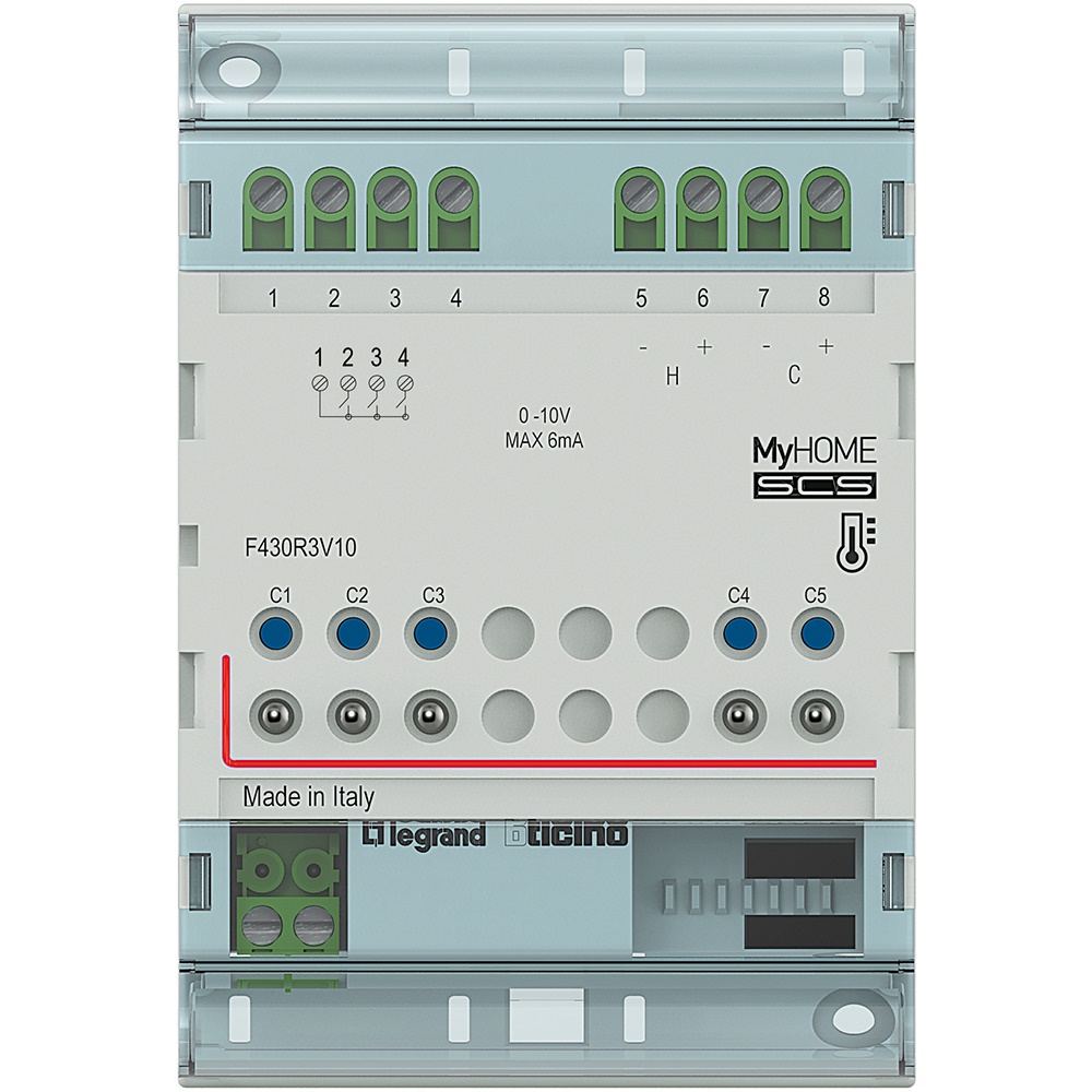 Attuatore DIN 3 uscite 2 ingressi 0-10V controllo fan coil valvole proporzionali