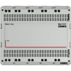 Nodo audio/video modulare 6 DIN con 4 ingressi e 4 uscite per impianti multimediali professionali e residenziali