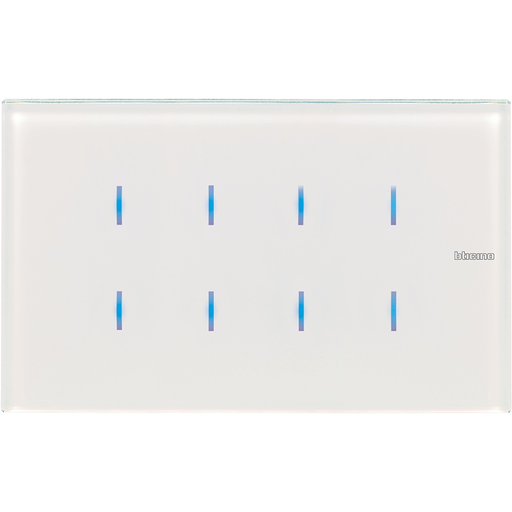 Comando Axolute vetro bianco 4 moduli 8 tasti capacitivi per luci tapparelle e funzioni base