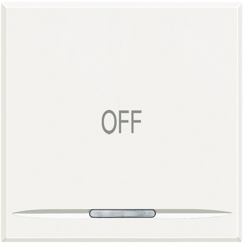 Copritasto Axolute OFF 2 moduli bianco con lente illuminabile simbolo OFF per impianti elettrici moderni