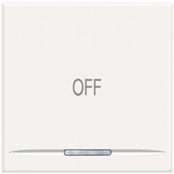 Copritasto Axolute OFF 2 moduli bianco con lente illuminabile simbolo OFF per impianti elettrici moderni
