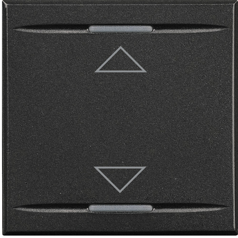 Copritasto Axolute 2 moduli antracite con simbolo su giù e lenti illuminabili per impianti elettrici