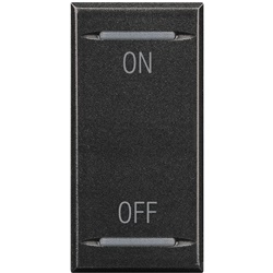 Copritasto Axolute ON OFF antracite 1 modulo con serigrafia simbolo e lenti illuminabili per impianti elettrici domestici e professionali