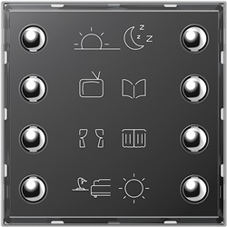 Comando Axolute 8 tasti bus per controllo luci, tapparelle, diffusione sonora e scenari, 2 moduli, uso domotico