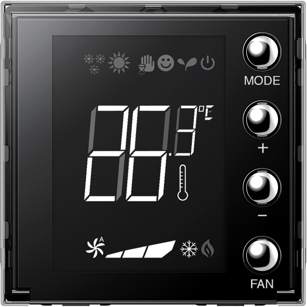 Termostato da incasso Axolute con display retroilluminato 2 moduli controllo temperatura singola zona fan coil SCS BUS