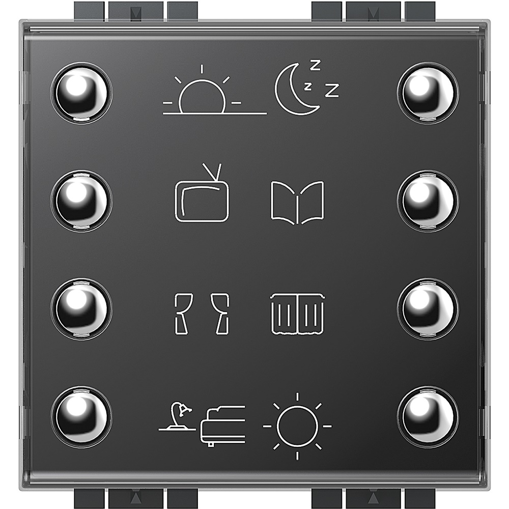 Comando 8 tasti bus gestione luci automazione tapparelle diffusione sonora 2 moduli SCS-BUS