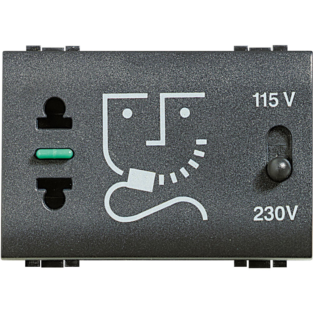 Presa rasoio 230V con trasformatore isolamento 3 moduli uso living int