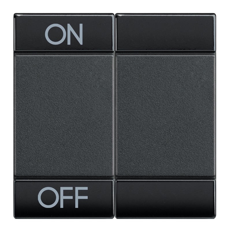 Copritasto LivingLight 2 funzioni ON OFF 2 moduli antracite per domotica