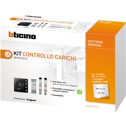 Kit gestione energia MH con centrale controllo carichi, attuatori 16A, display Livinglight per monitoraggio consumi e protezione sovraccarico