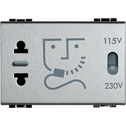 Presa rasoio modulare 230V con trasformatore isolamento 20VA per bagno