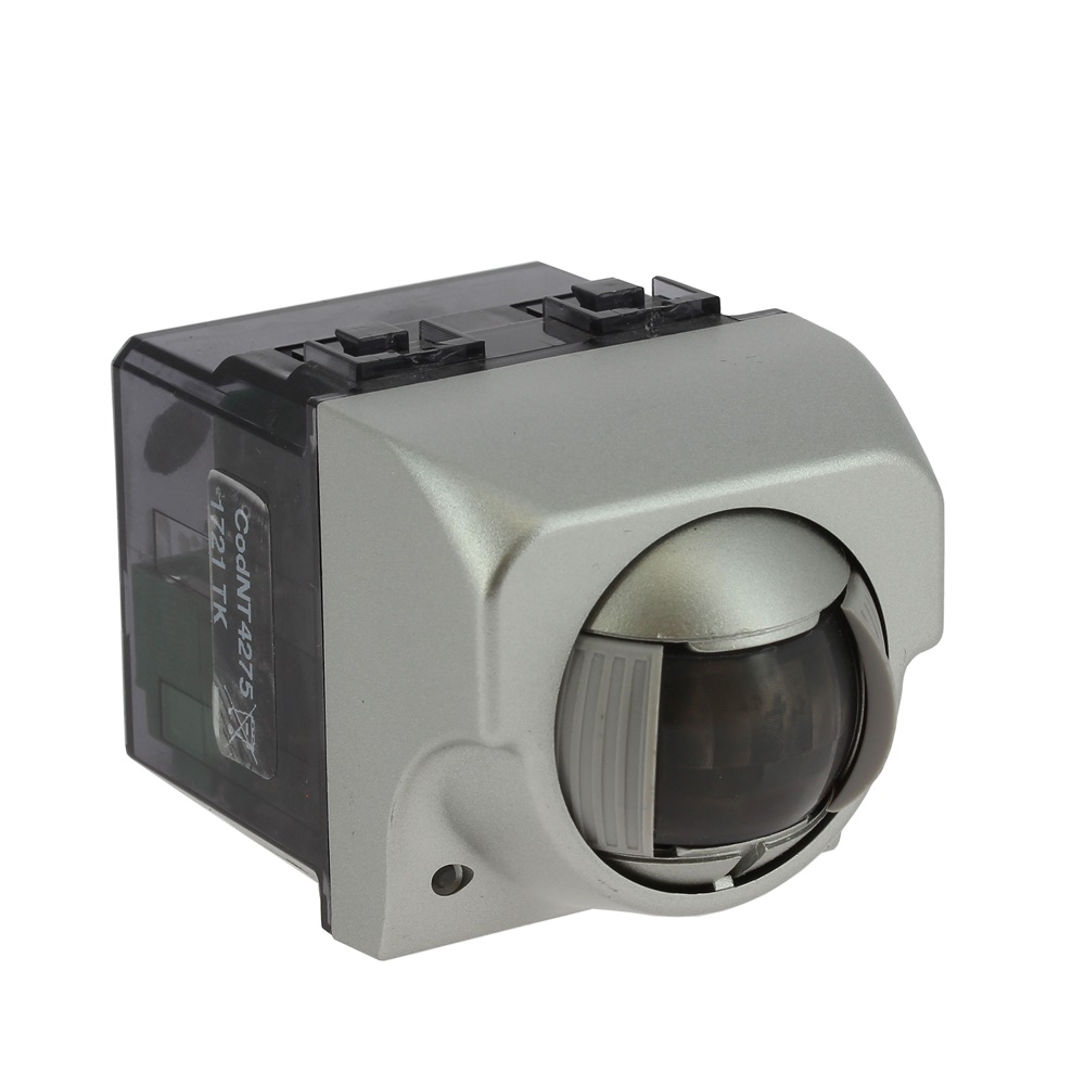 Sensore movimento doppia tecnologia PIR+MW 8m incasso 2 moduli LivingLight grigio tech