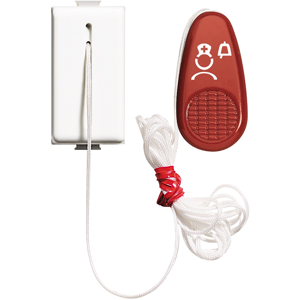 Pulsante tirante WC 1P NC bianco con icona infermiera per richiesta assistenza bagno