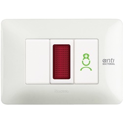 Pulsante presenza WC 1P NC bianco con icona infermiera verde per ambienti sanitari