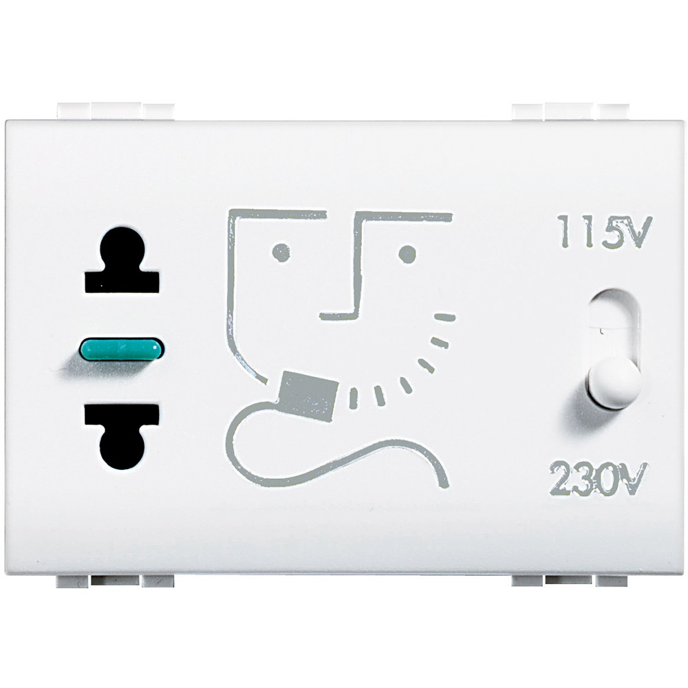 Presa rasoio da incasso 230V 3 moduli isolamento sicurezza uso domestico e professionale