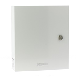 Contenitore metallico bianco 255x295x85 mm con chiusura a chiave per centrale 16 ideale per impianti BTI4210