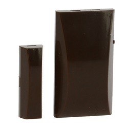 Mini contatto magnetico radio 868MHz marrone per sicurezza e automazione, batteria CR2032 inclusa, compatto e facile installazione