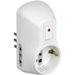 Adattatore Safe 1 presa tedesca 2 bipasso 10/16A bianco uso civile e professionale