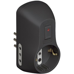 Adattatore elettrico Safe 1 presa tedesca 2 bipasso 10/16A grigio