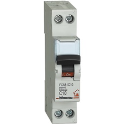 Interruttore magnetotermico bipolare 10A curva C 1P+N 1 modulo protezione impianti civili e commerciali 4500A