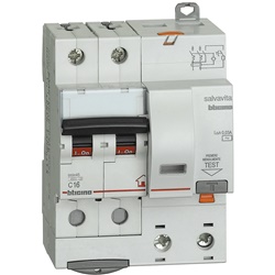 Interruttore magnetotermico differenziale 2P 30mA AC 16A 4500A per quadro elettrico DIN