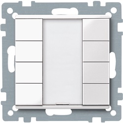 Pulsantiera multifunzione quadrupla KNX bianco polare System M con LED, IP20, per automazione edifici