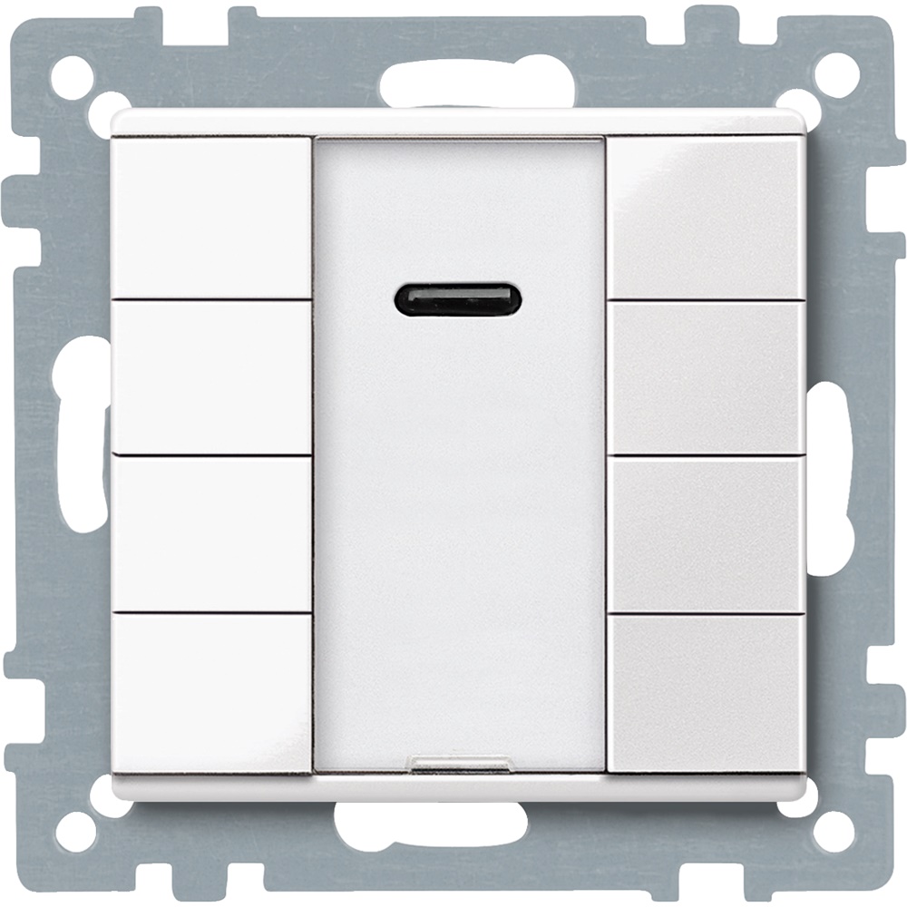 Pulsantiera KNX multifunzione quadrupla con ricevitore IR, bianco polare, System M, per controllo domotico integrato