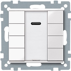 Pulsantiera KNX multifunzione quadrupla con ricevitore IR, bianco polare, System M, per controllo domotico integrato