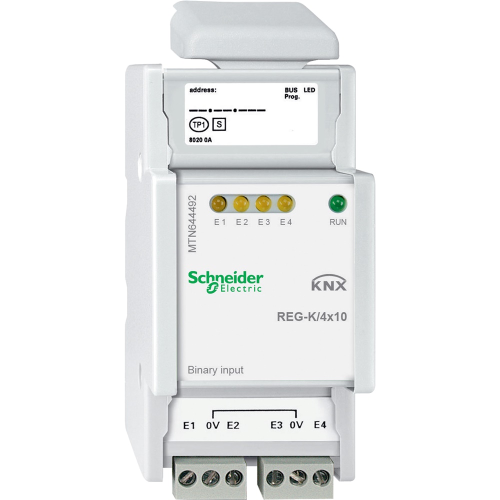 Ingresso binario KNX 4 canali SELV con accoppiatore bus integrato per automazione domestica