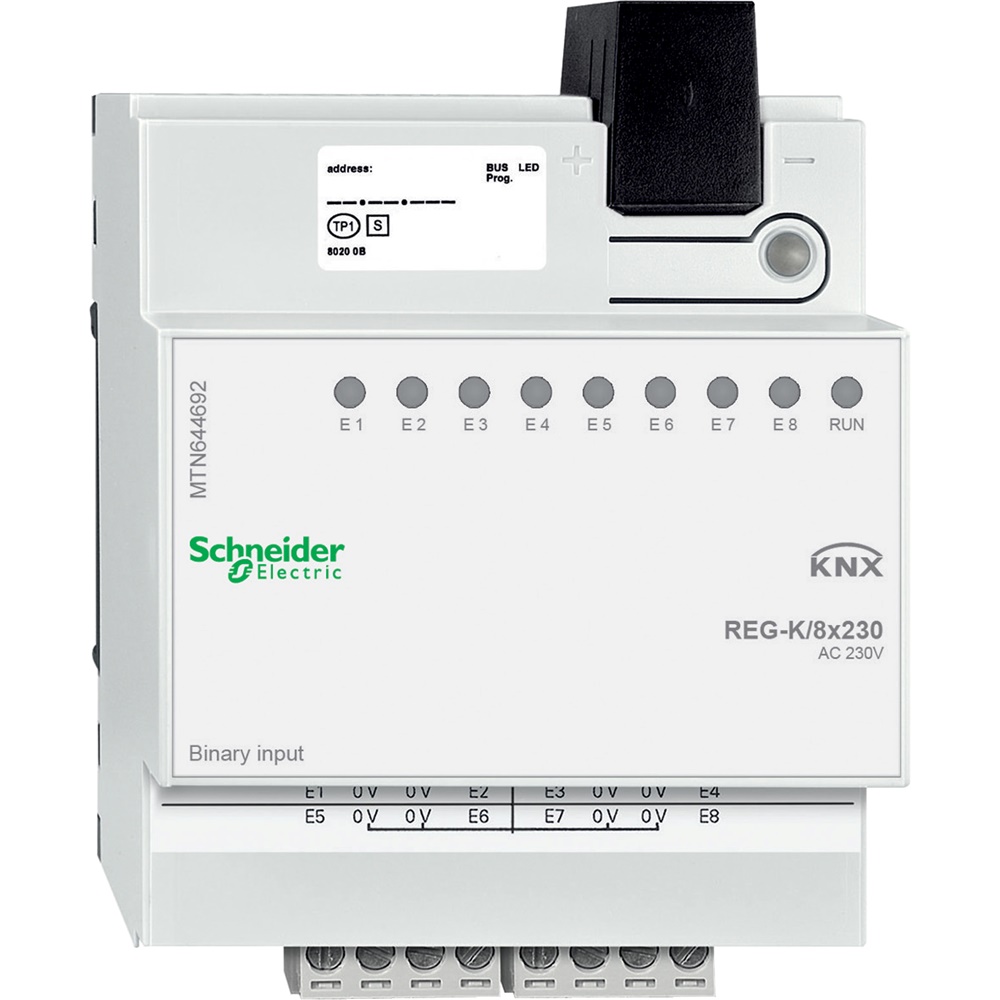 Ingresso binario KNX REG-K/8x230 8 canali AC 230V con accoppiatore bus integrato per automazione domestica