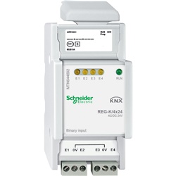 Ingresso binario KNX 4 canali 24V con accoppiatore bus integrato per automazione edificio