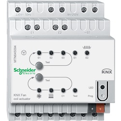 Attuatore fan coil KNX REG-K controllo 3 velocità 2 valvole installazione su guida DIN TH35
