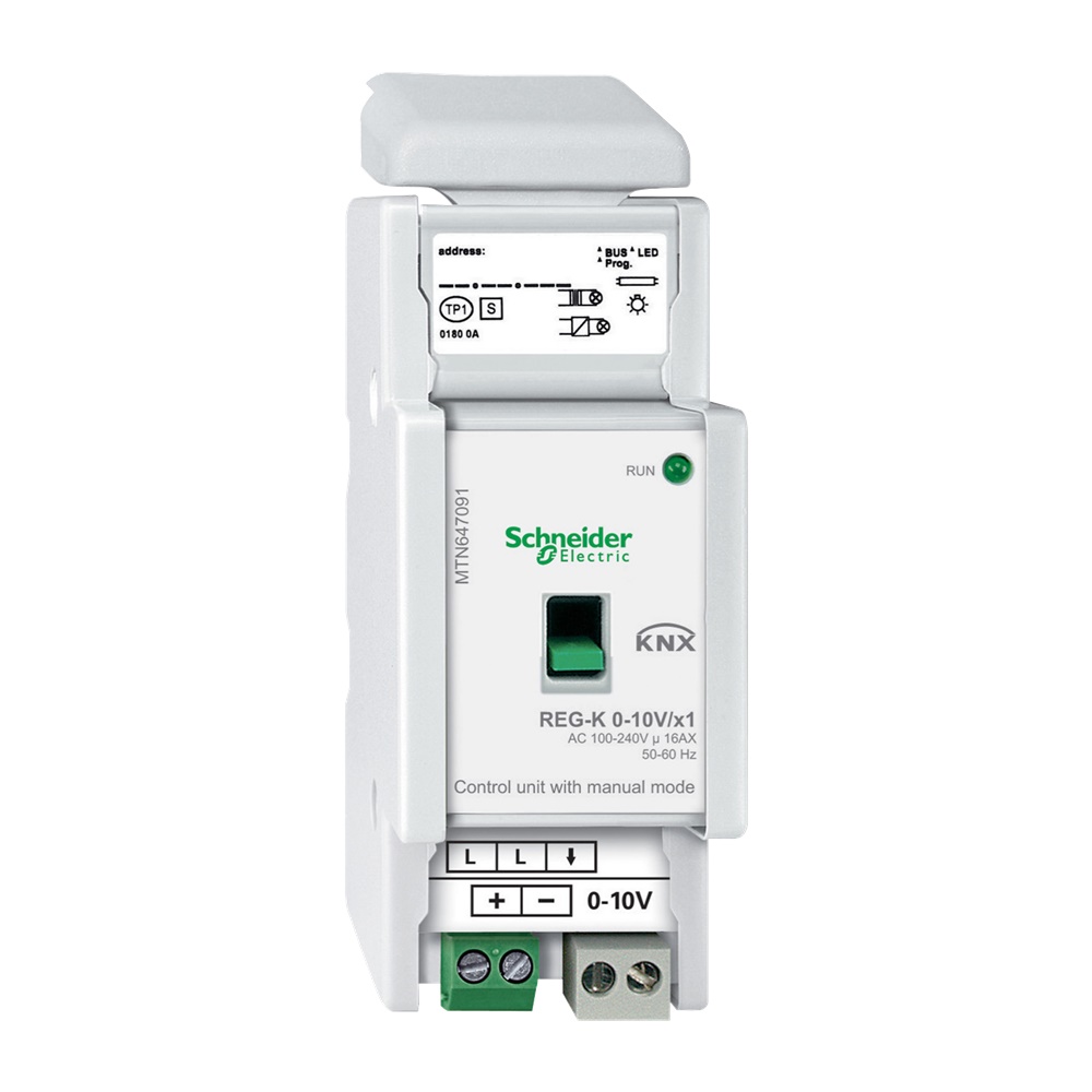 Unità comando KNX 0-10 V REG-K 1 canale modalità manuale per controllo illuminazione su guida DIN