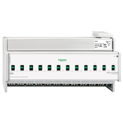 Attuatore commutazione KNX 12 canali 16A 230V modalità manuale guida DIN TH35