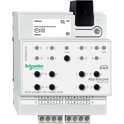 Attuatore veneziane KNX 4 canali 24V 6A modalità manuale guida DIN TH35 grigio