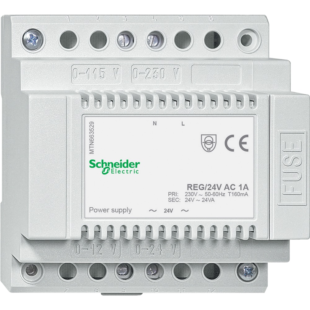 Alimentatore regolato CA 24V 1A per sensori meteorologici e dispositivi KNX montaggio su guida DIN