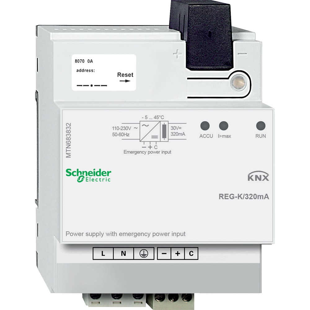 Alimentatore KNX REG-K 320 mA con ingresso emergenza per linea bus fino 64 dispositivi