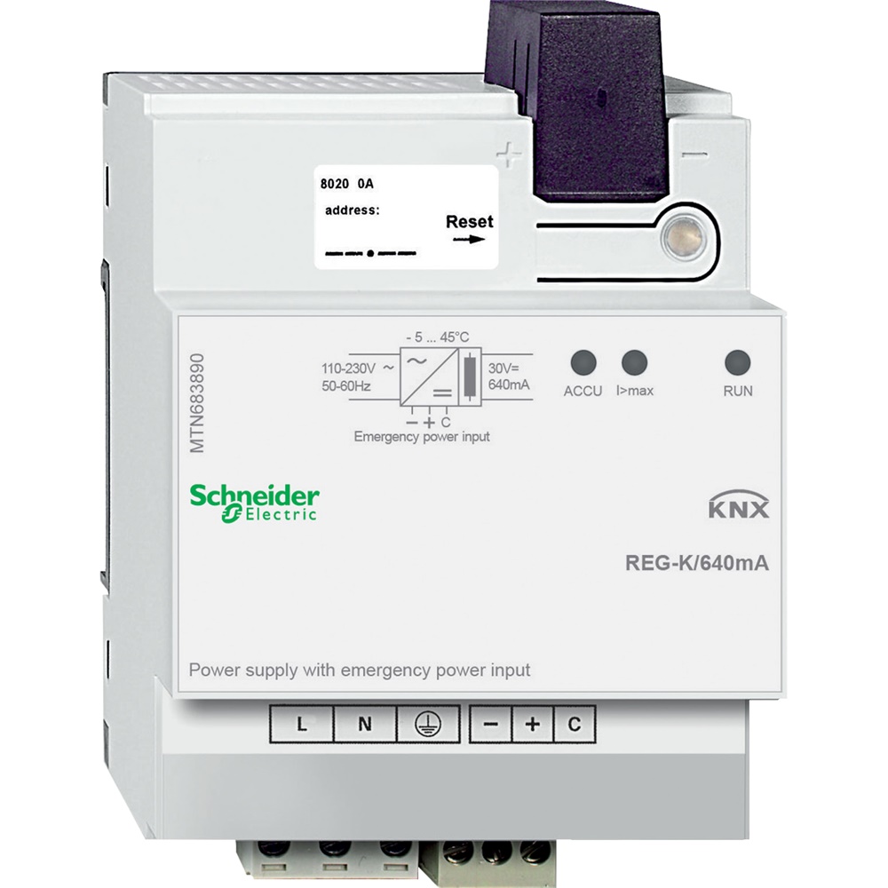 Alimentatore KNX REG-K 640 mA con ingresso emergenza per linea bus fino 64 dispositivi