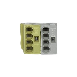 Morsetto derivazione bus giallo/bianco 4 poli per conduttori 0,6-0,8 mm cablaggio bus (50 pezzi)