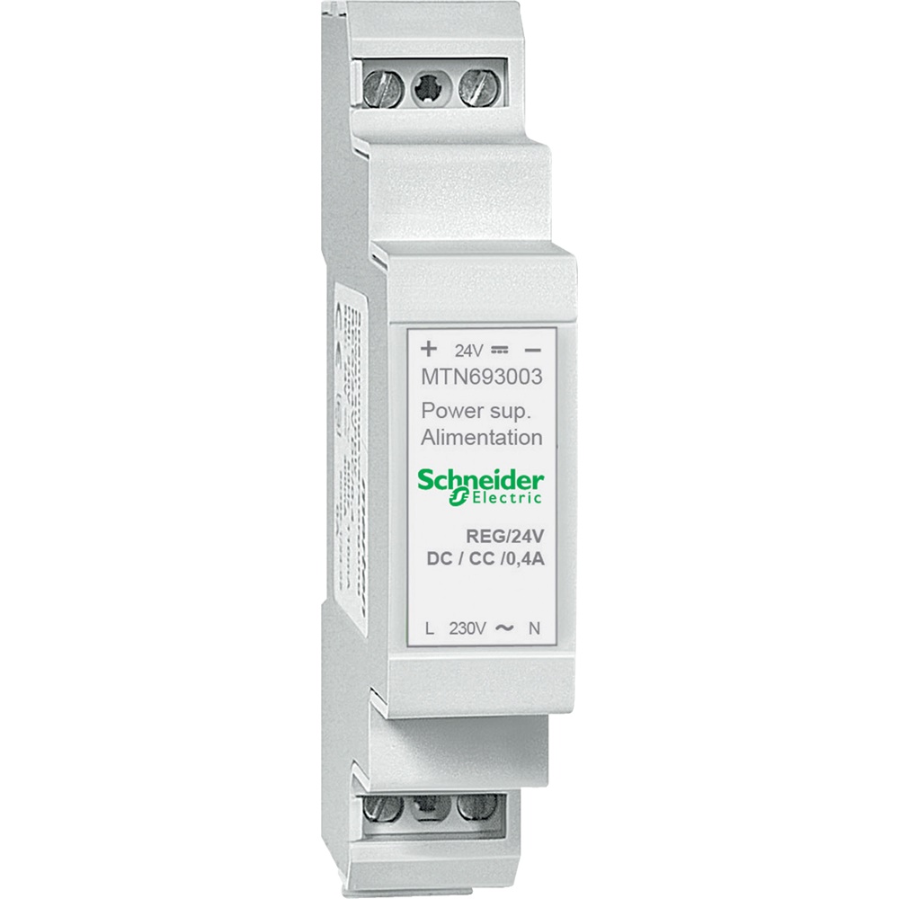 Alimentatore regolato 24V DC 0,4A protezione sovraccarico cortocircuito guida DIN