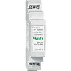 Alimentatore regolato 24V DC 0,4A protezione sovraccarico cortocircuito guida DIN