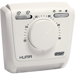 Termostato ambiente meccanico KLIMA 2V con manopola, 2 velocità, estate/inverno per fancoil riscaldamento e raffreddamento